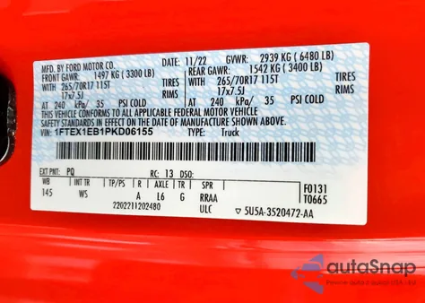 2023 Ford F150 Super Cab z USA, uszkodzony, nr VIN 1FTEX1EB1PKD06155